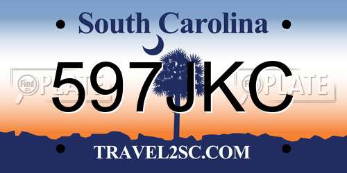 597JKC South Carolina License Plate