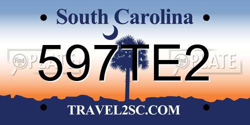 597TE2 South Carolina License Plate