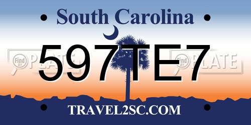 597TE7 South Carolina License Plate