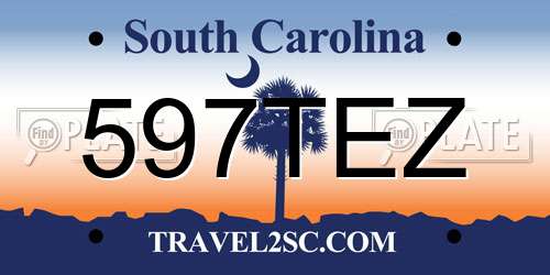 597TEZ South Carolina License Plate