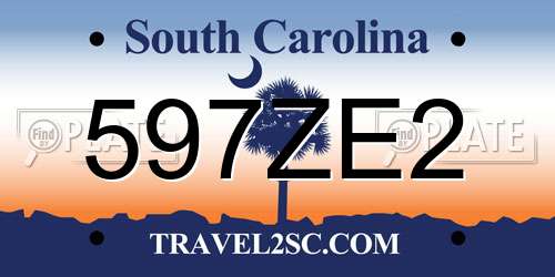 597ZE2 South Carolina License Plate