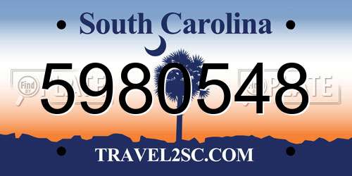5980548 South Carolina License Plate