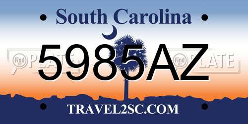 5985AZ South Carolina License Plate