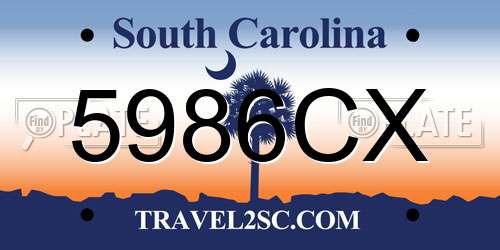 5986CX South Carolina License Plate