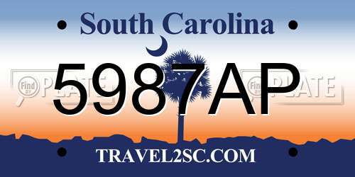 5987AP South Carolina License Plate