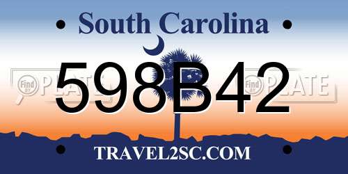 598B42 South Carolina License Plate