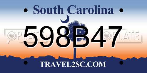 598B47 South Carolina License Plate