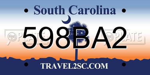 598BA2 South Carolina License Plate