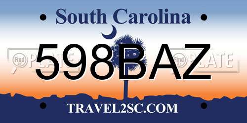 598BAZ South Carolina License Plate