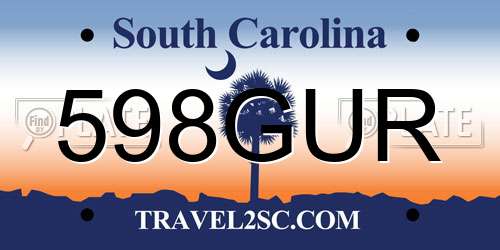 598GUR South Carolina License Plate