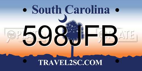 598JFB South Carolina License Plate