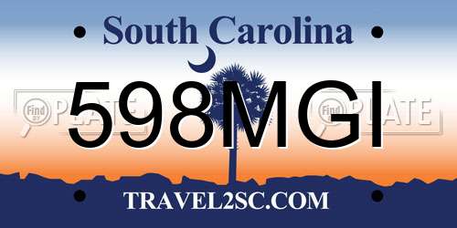 598MGI South Carolina License Plate