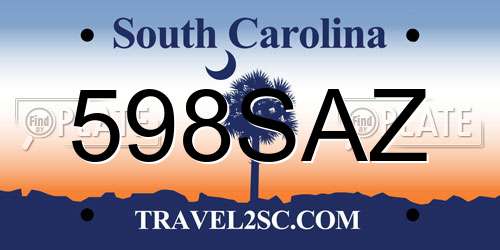 598SAZ South Carolina License Plate