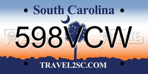 598VCW South Carolina License Plate