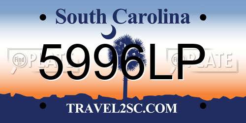 5996LP South Carolina License Plate