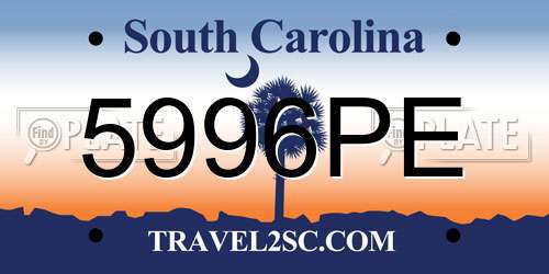5996PE South Carolina License Plate