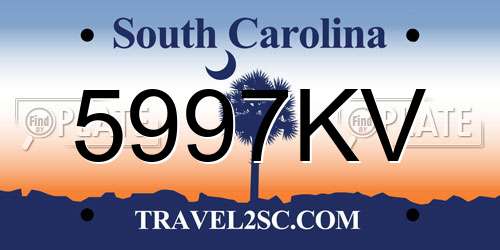 5997KV South Carolina License Plate