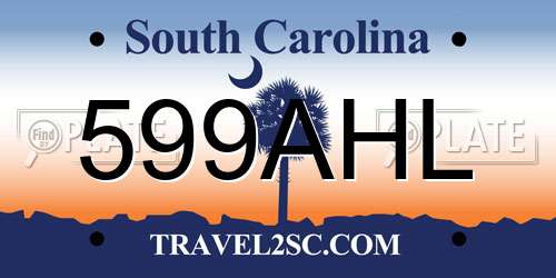 599AHL South Carolina License Plate