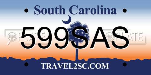 599SAS South Carolina License Plate