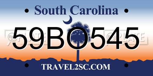 59BO545 South Carolina License Plate