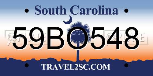 59BO548 South Carolina License Plate