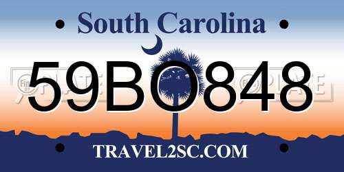 59BO848 South Carolina License Plate