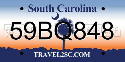 59BQ848 South Carolina License Plate