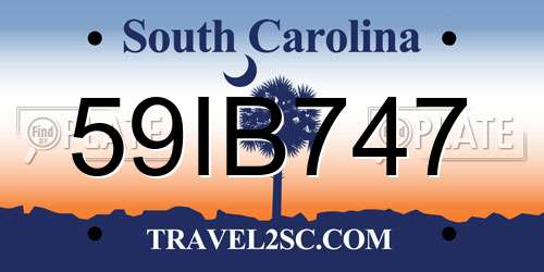 59IB747 South Carolina License Plate