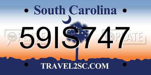 59IS747 South Carolina License Plate