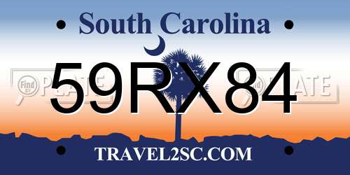 59RX84 South Carolina License Plate