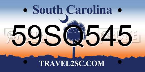 59SQ545 South Carolina License Plate