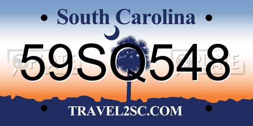 59SQ548 South Carolina License Plate