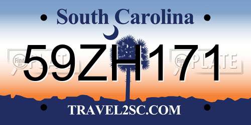 59ZH171 South Carolina License Plate
