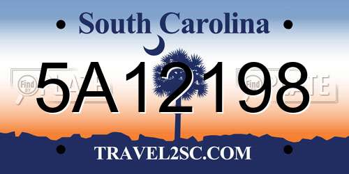 5A12198 South Carolina License Plate