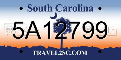 5A12799 South Carolina License Plate