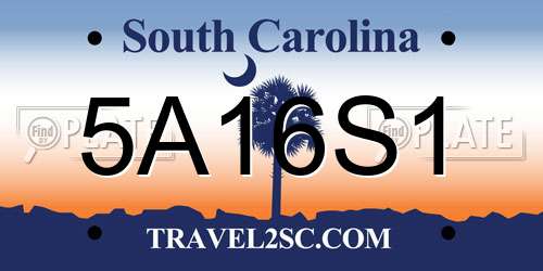 5A16S1 South Carolina License Plate
