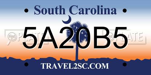 5A20B5 South Carolina License Plate