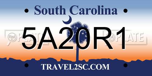 5A20R1 South Carolina License Plate