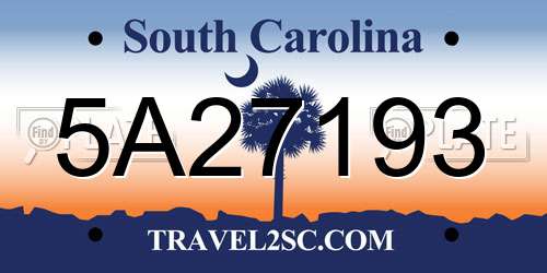 5A27193 South Carolina License Plate