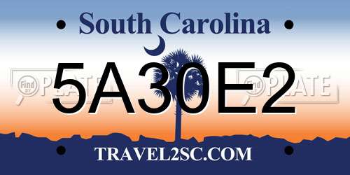 5A30E2 South Carolina License Plate