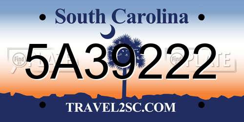 5A39222 South Carolina License Plate