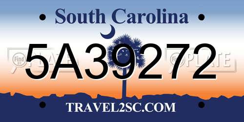 5A39272 South Carolina License Plate
