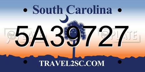 5A39727 South Carolina License Plate