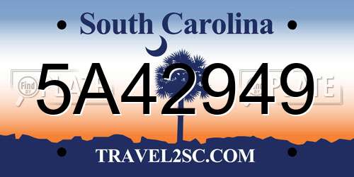 5A42949 South Carolina License Plate