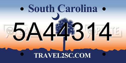 5A44314 South Carolina License Plate