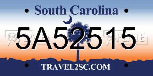 5A52515 South Carolina License Plate