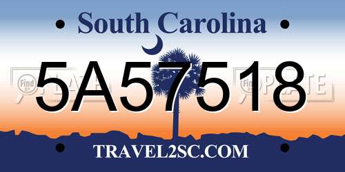 5A57518 South Carolina License Plate