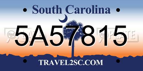 5A57815 South Carolina License Plate