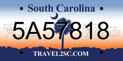 5A57818 South Carolina License Plate