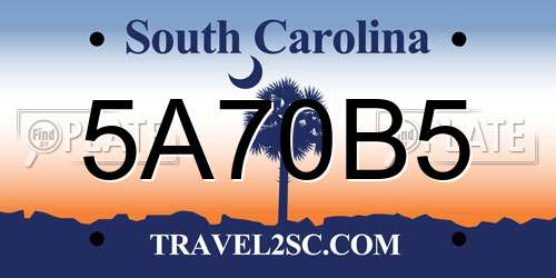5A70B5 South Carolina License Plate